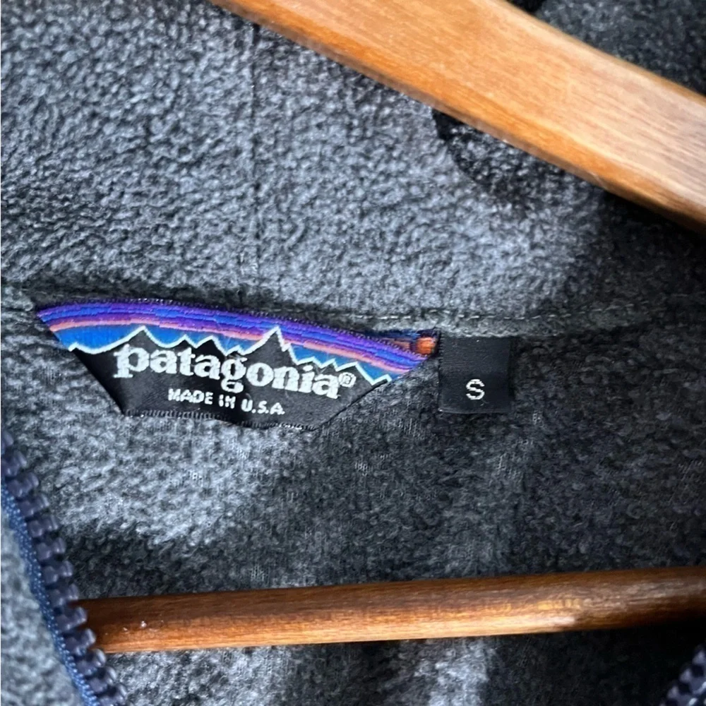 Vintage Patagonia  Grey Fleece Thick Full Zip Jacket Bomber Made In USA